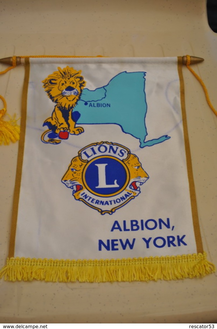 Rare Fanion Lion's Club Albion New-York - Sonstige & Ohne Zuordnung