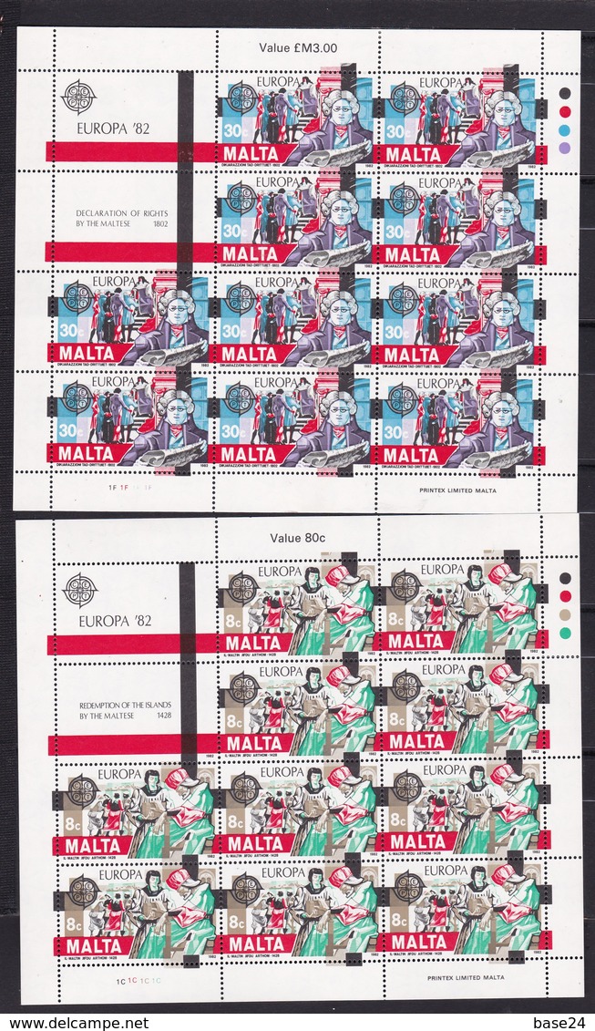 1982 Malta EUROPA CEPT EUROPE 10 Serie Di 2v. MNH** In Minifoglio 2 Minisheets - 1982