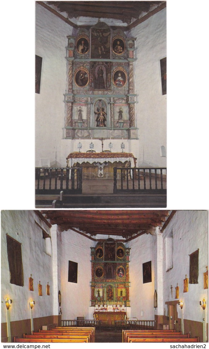 Pf. SANTA FE. Interior Of San Miguel Church. 2 Post Cards - Santa Fe