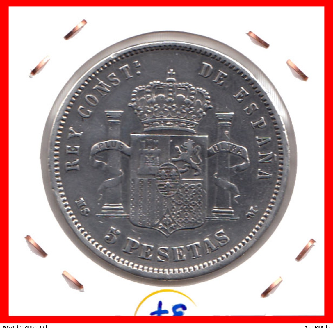 ESPAÑA MONEDA DE ALFONSO XII. 5 PESETAS PLATA 1885 ESTRELLAS -- *18*87 - Primeras Acuñaciones