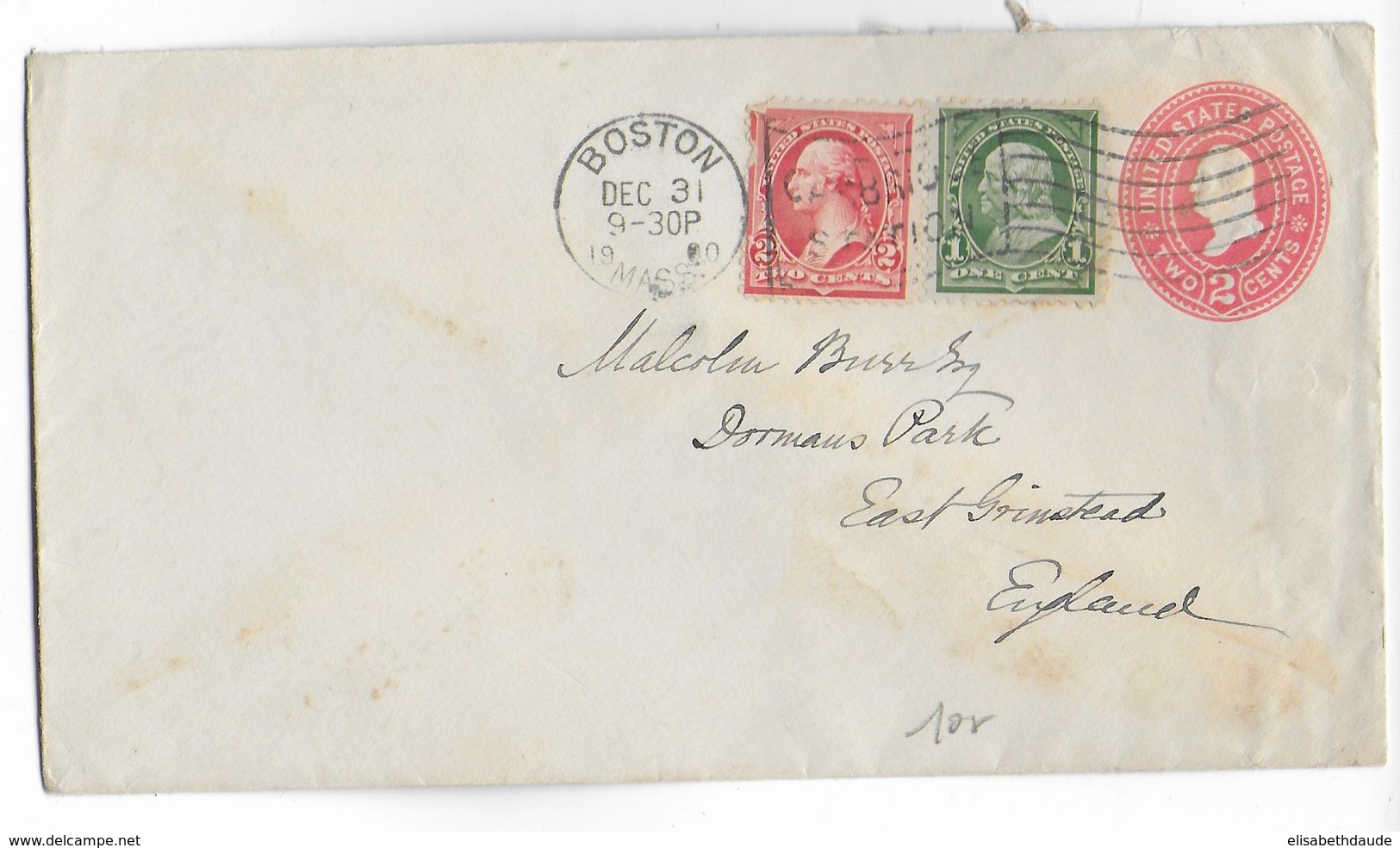 1901 - USA - ENVELOPPE ENTIER POSTAL De BOSTON => ANGLETERRE - 1901-20