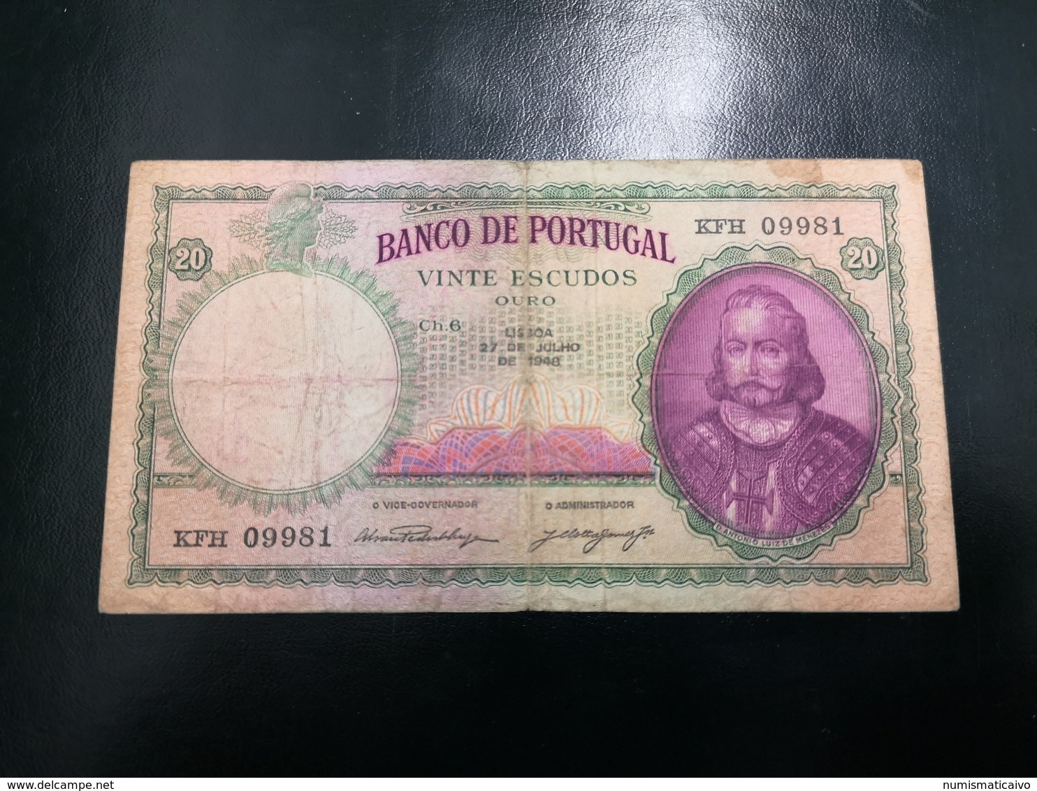 Portugal PAPEL NOTA 20$00  27 JULHO 1948 - Portugal