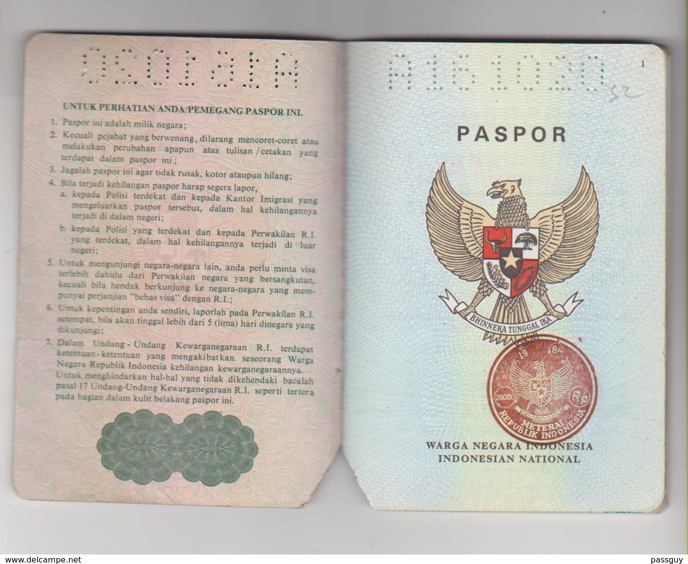 INDONESIA Passport  1984 INDONESIE Passeport– Reisepaß - Historical Documents