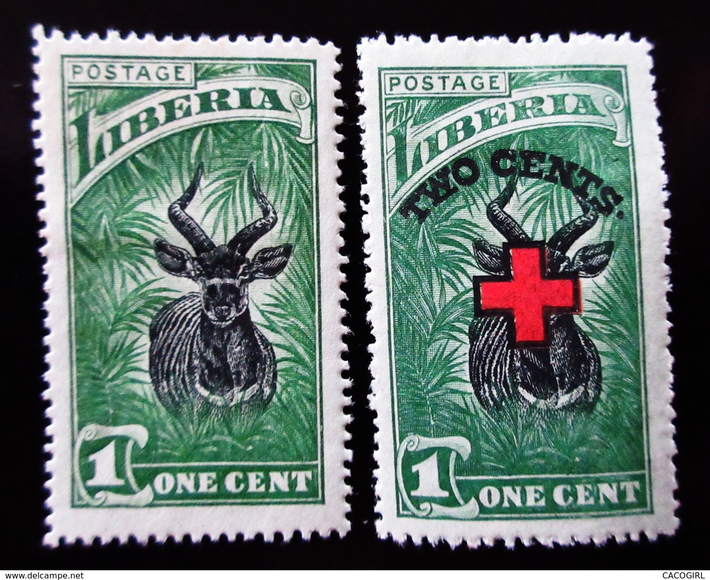 1918 Liberia Yt 140, 153 . Country Symbols 1918 Issue .  Croix Rouge . Neufs Traces Charnières - Liberia