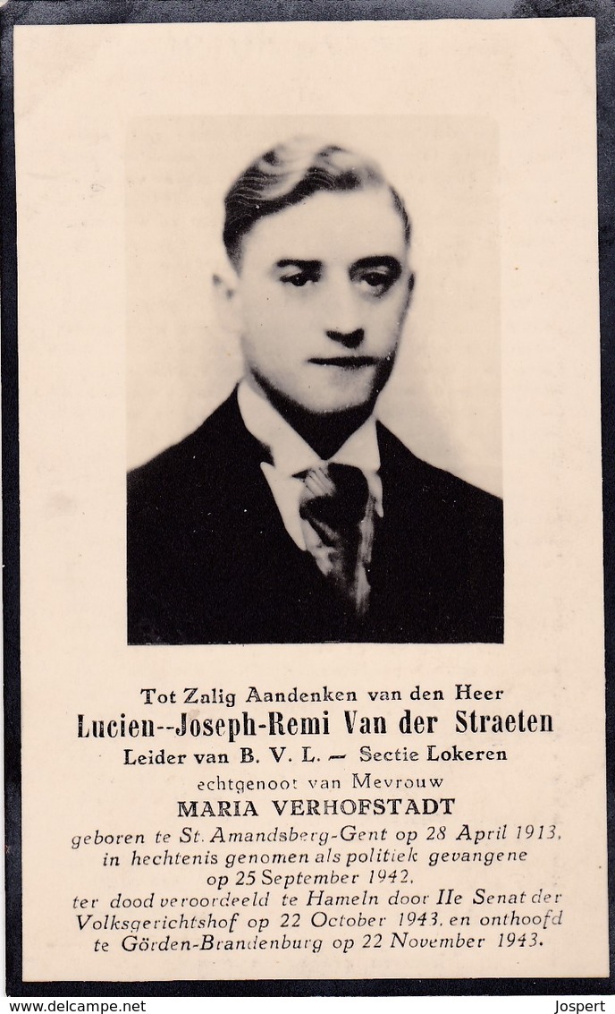 Oorlogsslachtoffer, 1943, Lucien Van Der Straeten, B?V?L? Lokeren, Sint-Amandsberg, Hameln, Görden-Brandenburg - Imágenes Religiosas