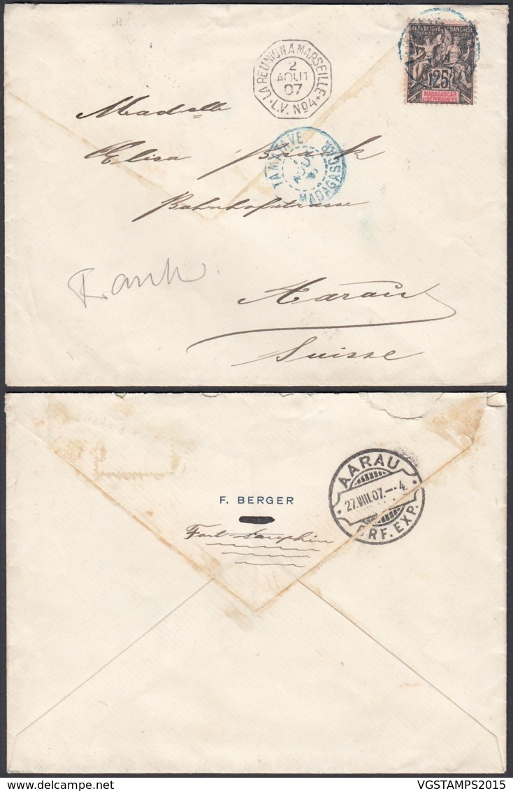 MADAGASCAR Yv 35 Sur Letttre De TANANARIVE MARITIME "LA REUNION A MARSEILLE L.V.N°4" (DD) DC-1325 - Covers & Documents