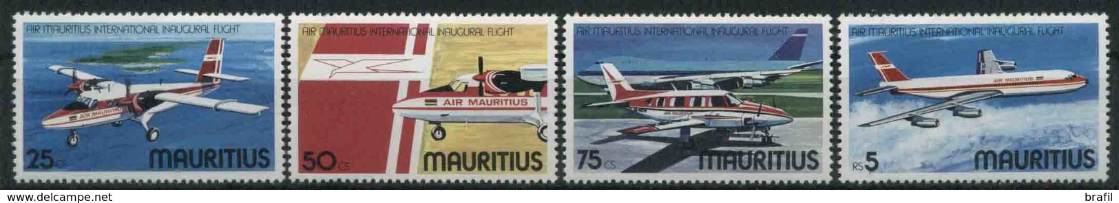 1977 Mauritius, Volo Inaugurale Air Mauritius , Serie Completa Nuova (**) - Mauritius (1968-...)