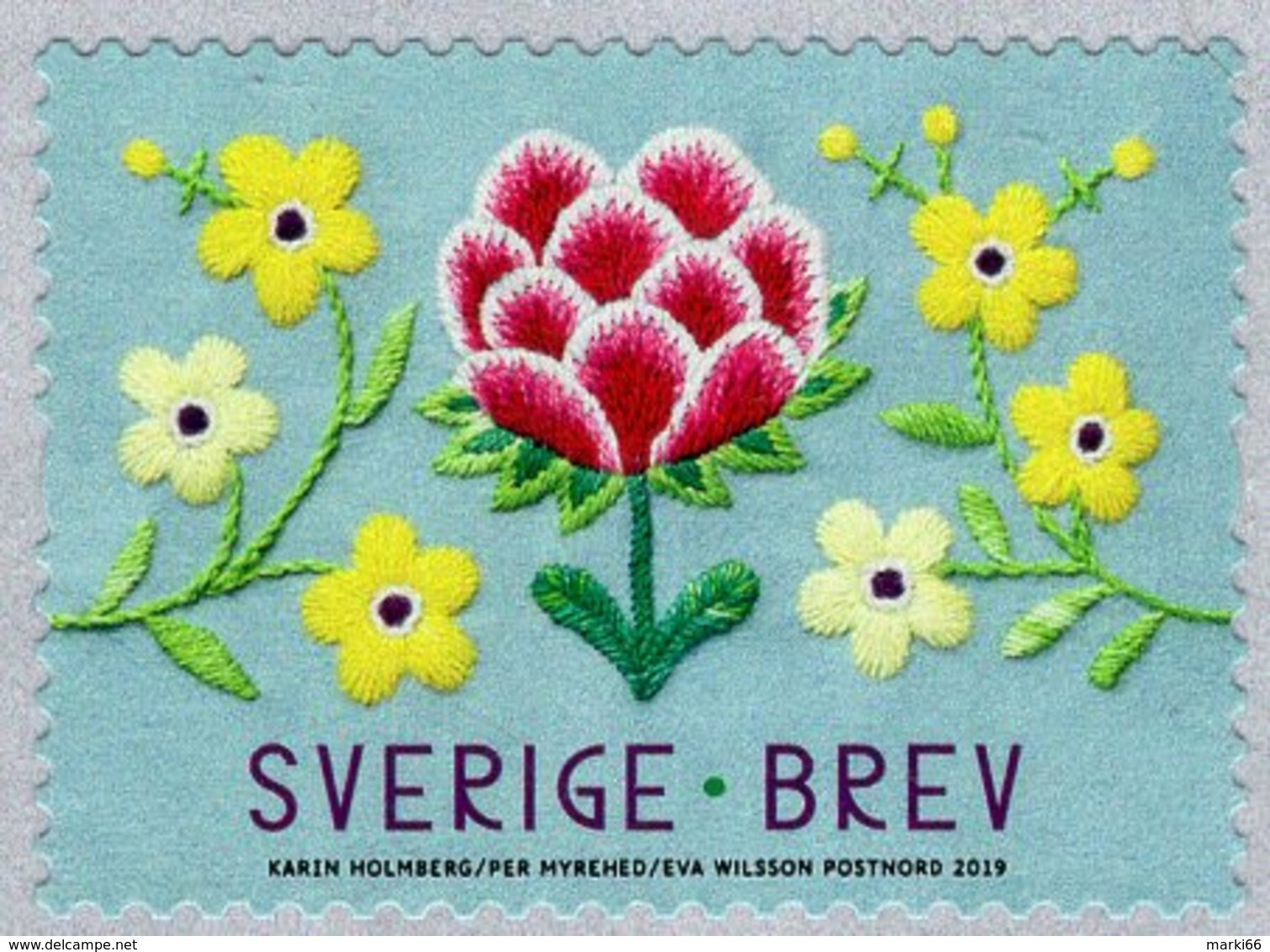 Sweden - 2019 - The Power Of Handicrafts - Floral Edging - Mint Self-adhesive Coil Stamp - Unused Stamps