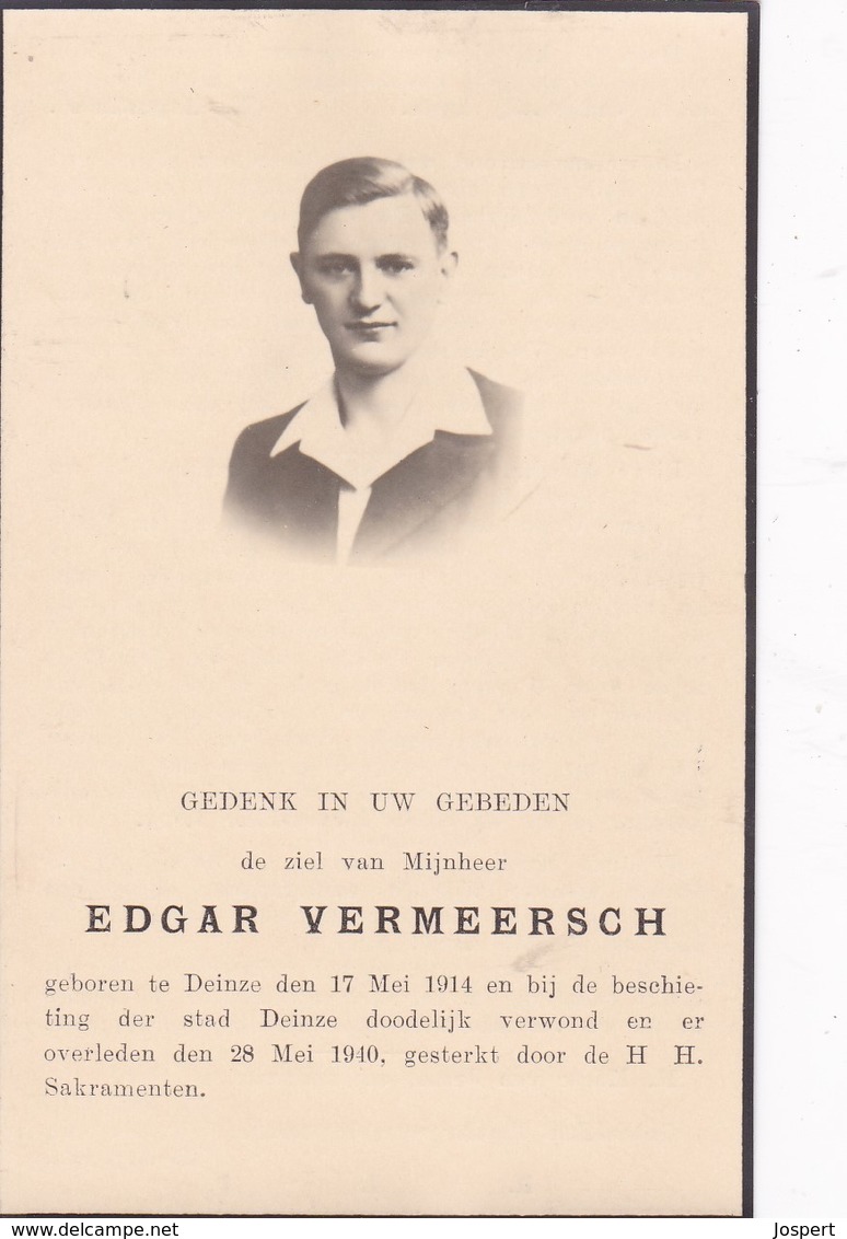 Oorlogsslachtoffer, 1940, Edgar Vermeersch, Deinze - Images Religieuses