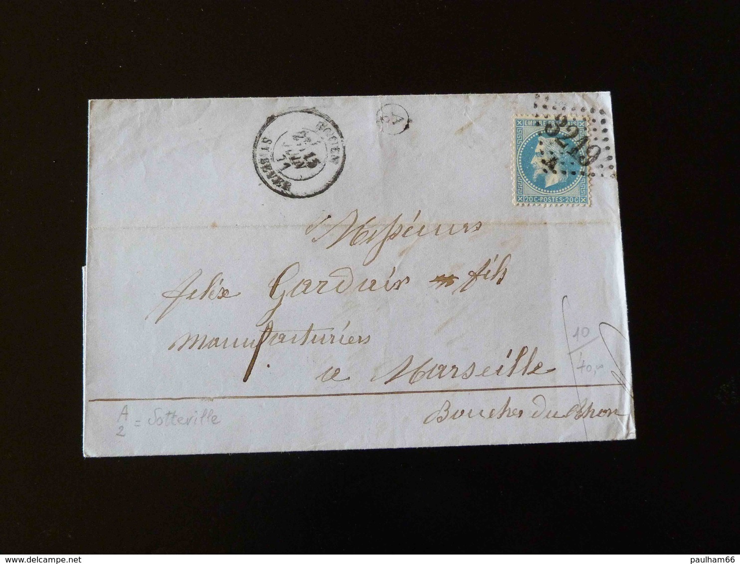 LETTRE DE SOTTEVILLE LES ROUEN POUR MARSEILLE  -  1871  - - 1849-1876: Periodo Classico