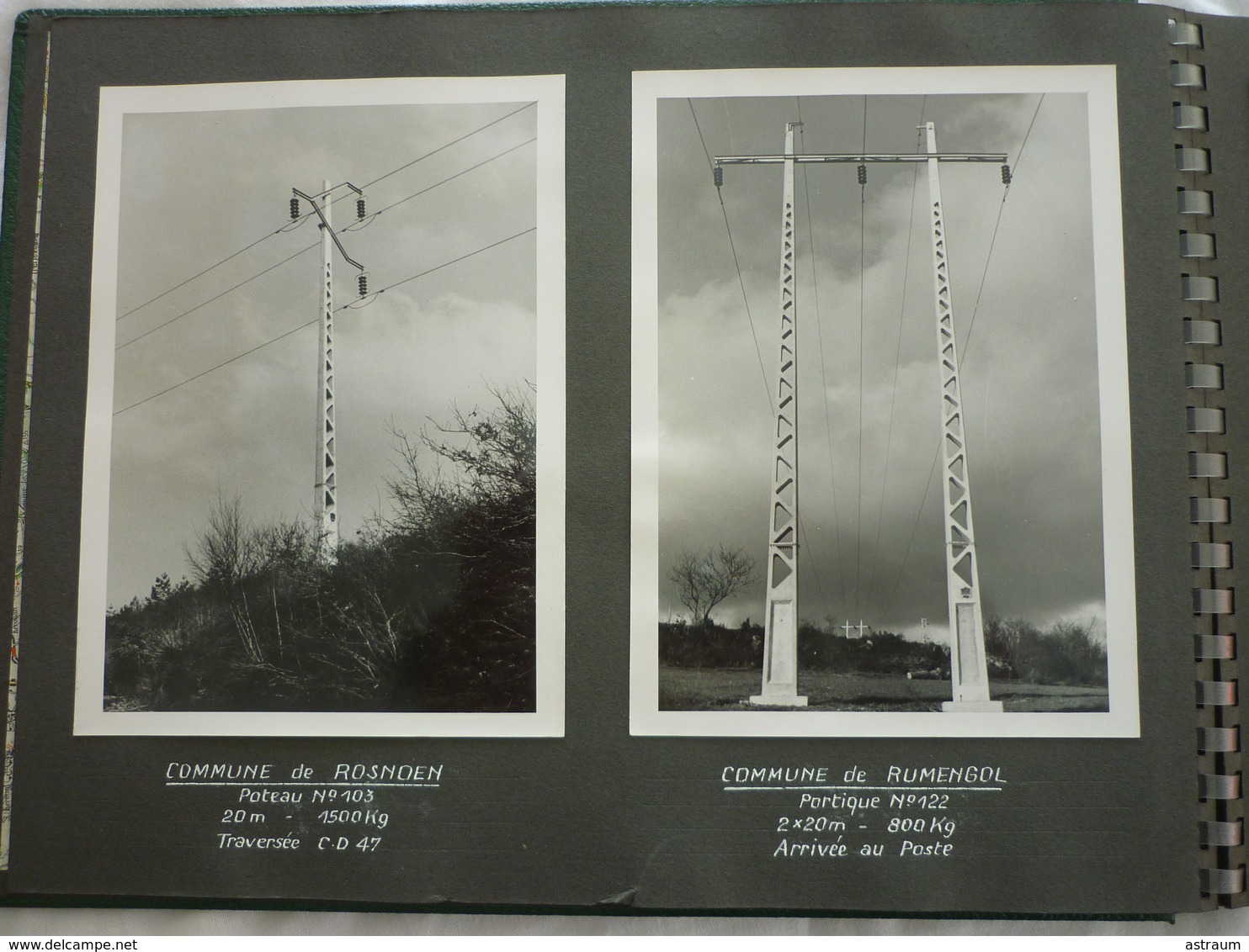 album 80 photos-ligne 63 KW Quimper /Rumengol-troncon Douarnenez-construction d'une ligne electrique en 1951