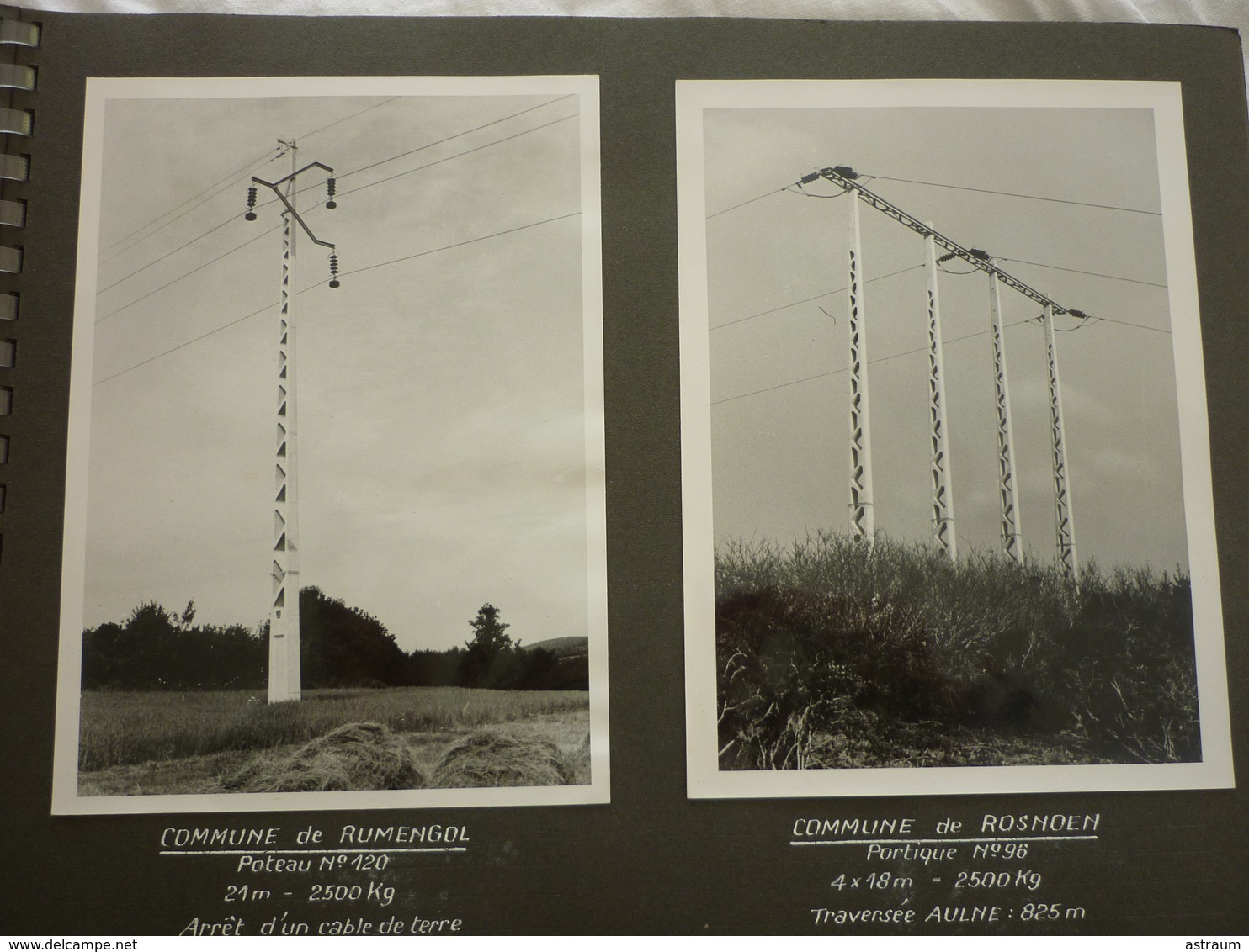 album 80 photos-ligne 63 KW Quimper /Rumengol-troncon Douarnenez-construction d'une ligne electrique en 1951