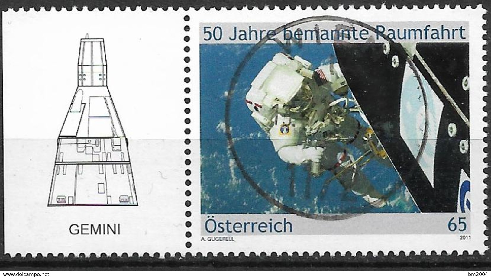 2011  Austria  Mi.  2919 Used   50 Jahre Bemannte Weltraumfahrt. - Oblitérés