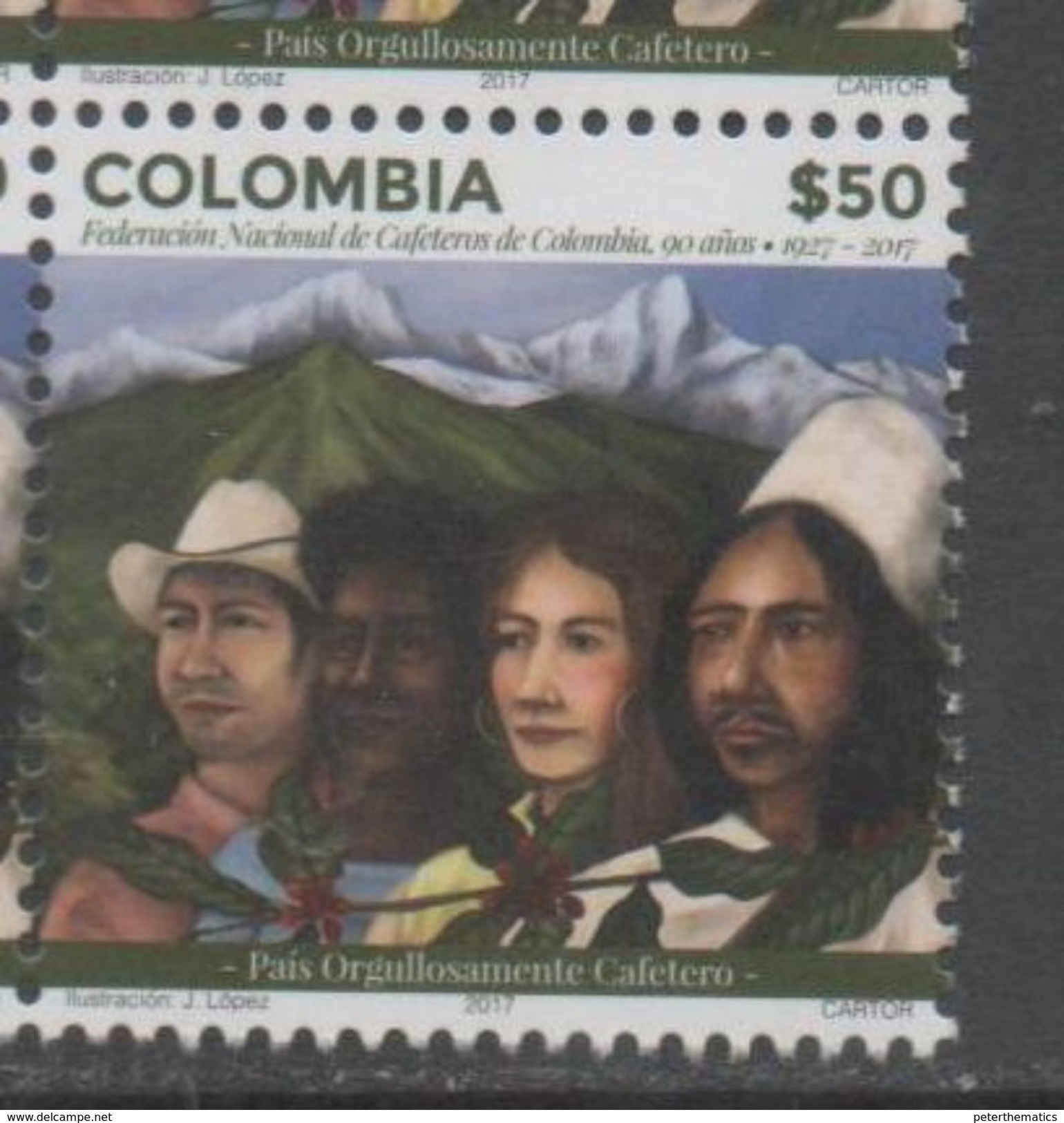 COLOMBIA ,2017, MNH, COFFEE GROWERS, COFFEE, MOUNTAINS, 1v - Other & Unclassified