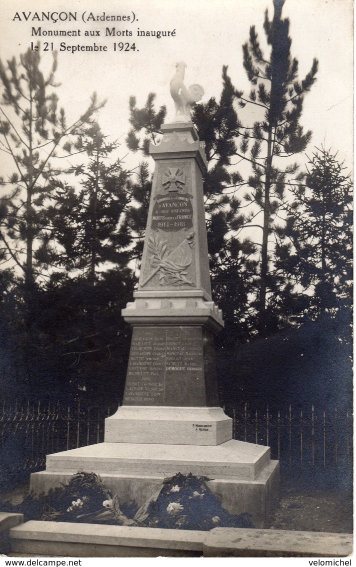 AVANCON. (carte Photo) Monument Aux Morts Inauguré Le 21 Septembre 1924 - Autres & Non Classés