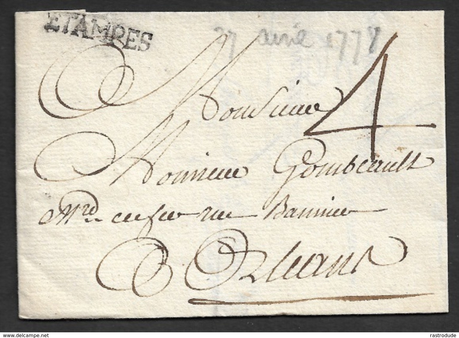 1778 - LAC - ETAMPES (Loiret) 26mm X 5mm A ORLEANS - 1701-1800: Précurseurs XVIII