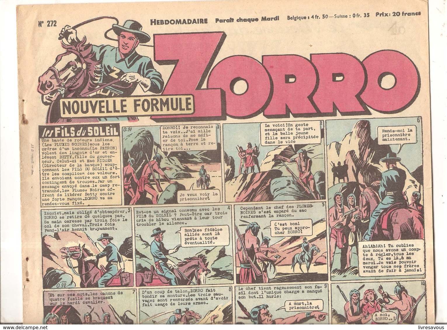 Zorro Hebdomadaire N°272 De 1951 Les Fils Du Soleil - Zorro