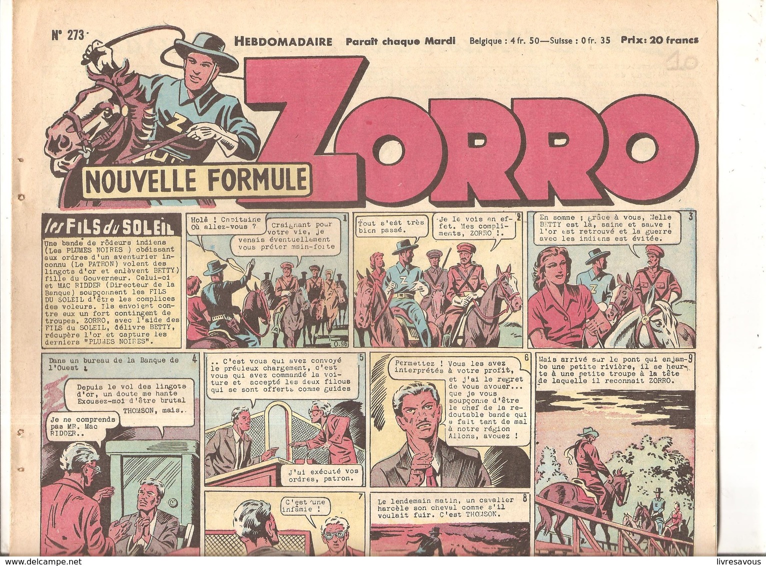Zorro Hebdomadaire N°273 De 1951 Les Fils Du Soleil - Zorro