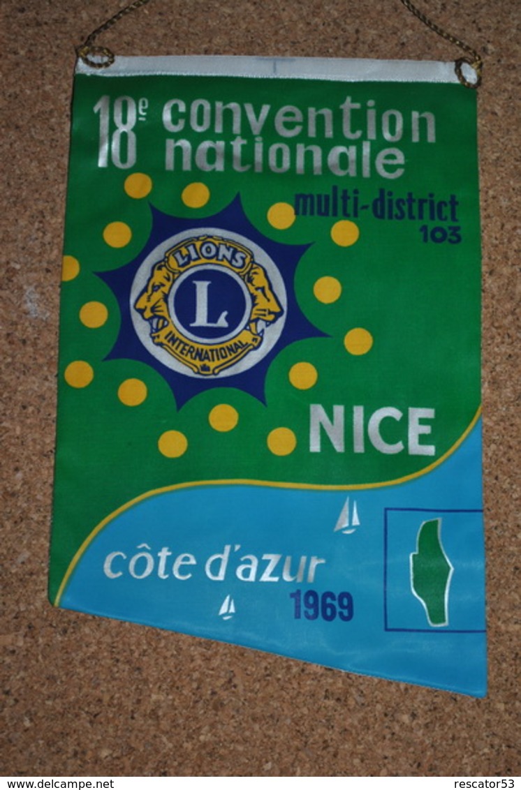 Rare Fanion Lion's Club 10 Convention Nationale 1969 Nice - Otros & Sin Clasificación