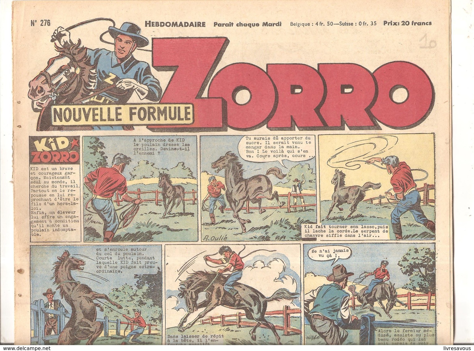 Zorro Hebdomadaire N°276 De 1951 Kid Zorro - Zorro