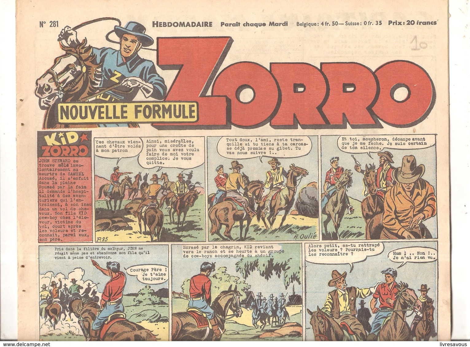 Zorro Hebdomadaire N°281 De 1951 Kid Zorro - Zorro