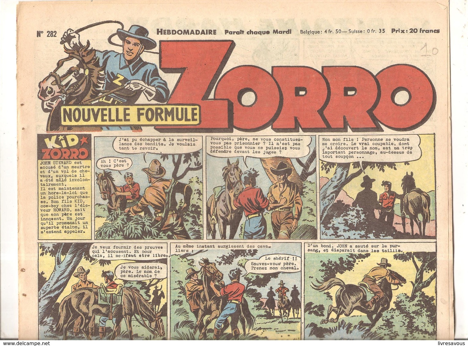 Zorro Hebdomadaire N°282 De 1951 Kid Zorro - Zorro