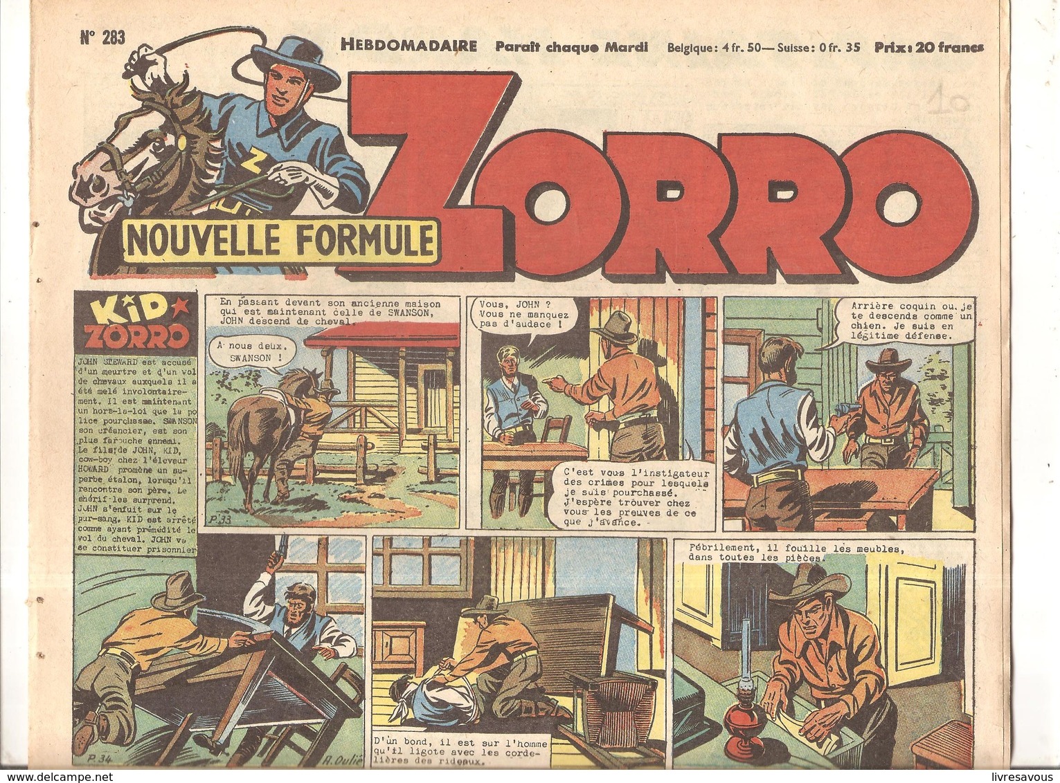 Zorro Hebdomadaire N°283 De 1951 Kid Zorro - Zorro