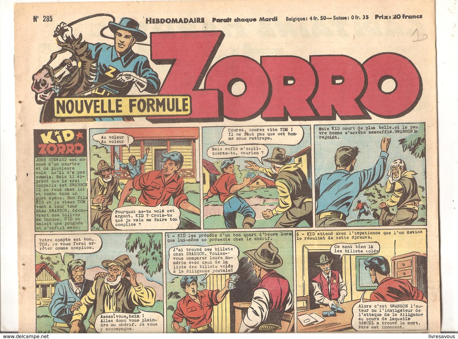 Zorro Hebdomadaire N°285 De 1951 Kid Zorro - Zorro