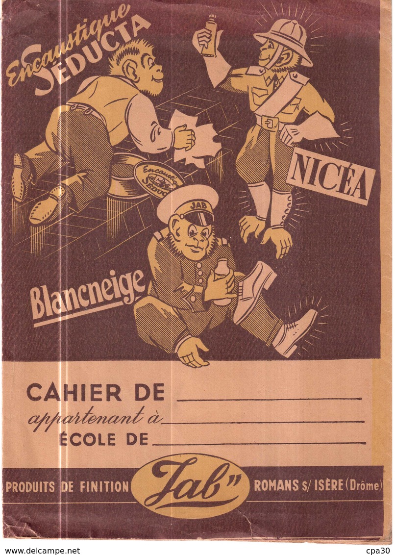 PROTEGE CAHIER ANCIEN.ENCOSTIQUE SEDUCTA.NICEA.BLANCNEIGE - Protège-cahiers