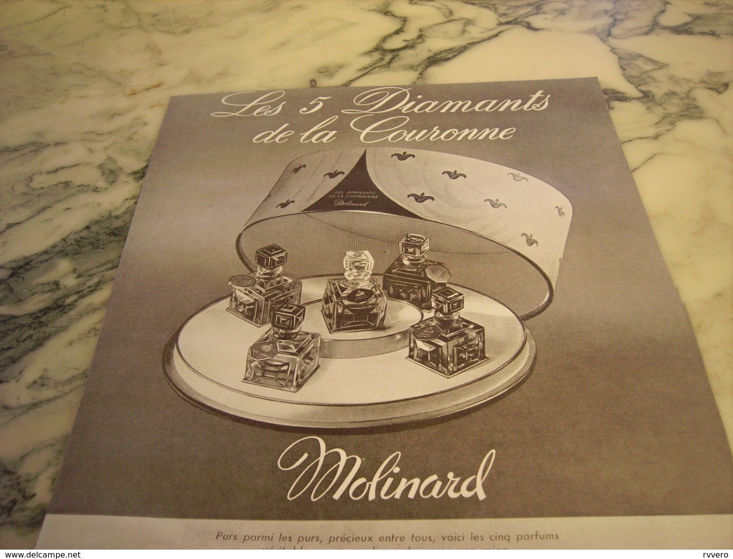 ANCIENNE PUBLICITE PARFUM 5 DIAMENTS DE LA COURONNE MOLINARD 1952 - Autres & Non Classés