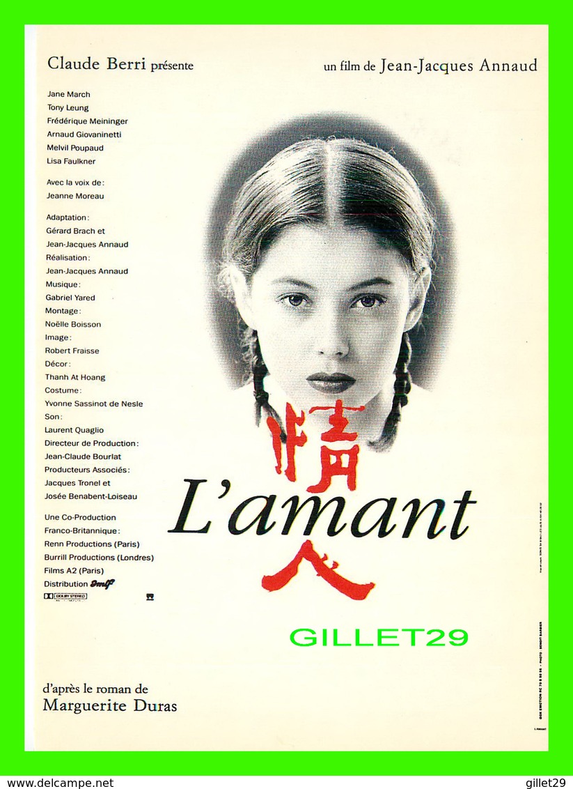 AFFICHE DE FILM -  L'AMANT UN FILM DE JEAN-JACQUES ANNAUD - - Affiches Sur Carte