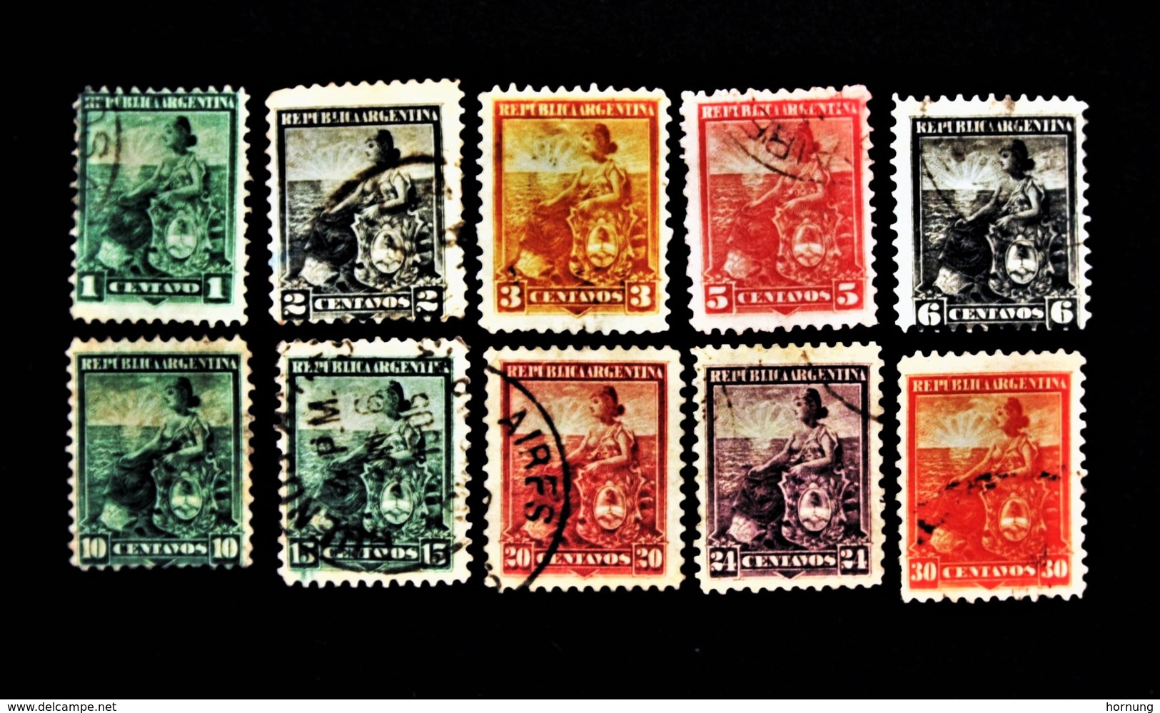 Argentina,1918/24/33, LOT. Old Argentina.-Alegory. Michel # 100,101,102,104,105,106,109,111,112,113. - Colecciones & Series