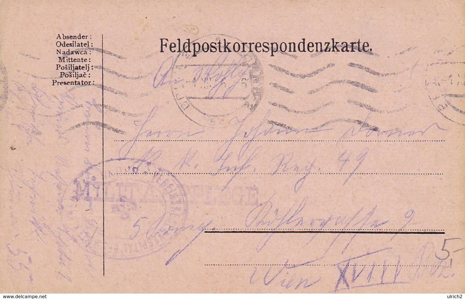 Feldpostkarte - Vereins Reservespital Brünn Nach Wien  - 1916 (38548) - Briefe U. Dokumente