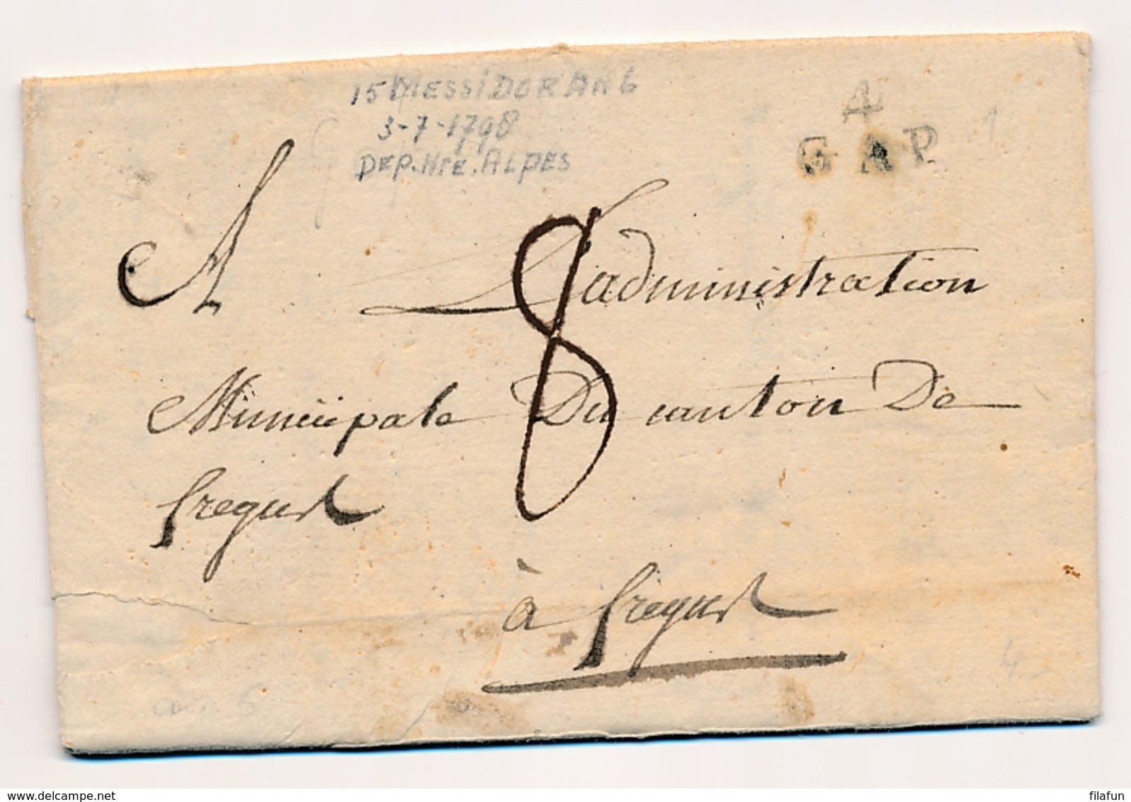 France - 1798 - 4 GAP - Marque Linéaire - Complete Folded Letter - 1701-1800: Voorlopers XVIII