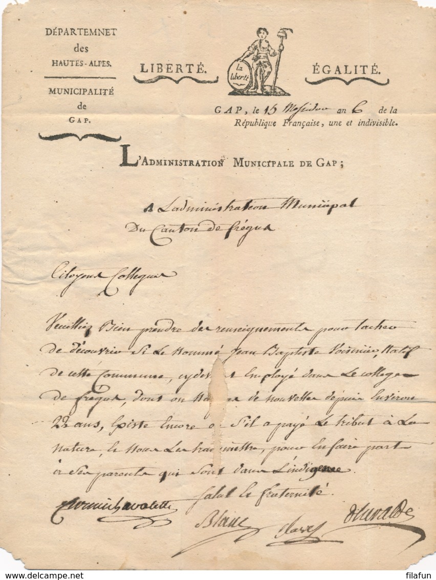 France - 1798 - 4 GAP - Marque Linéaire - Complete Folded Letter - 1701-1800: Vorläufer XVIII