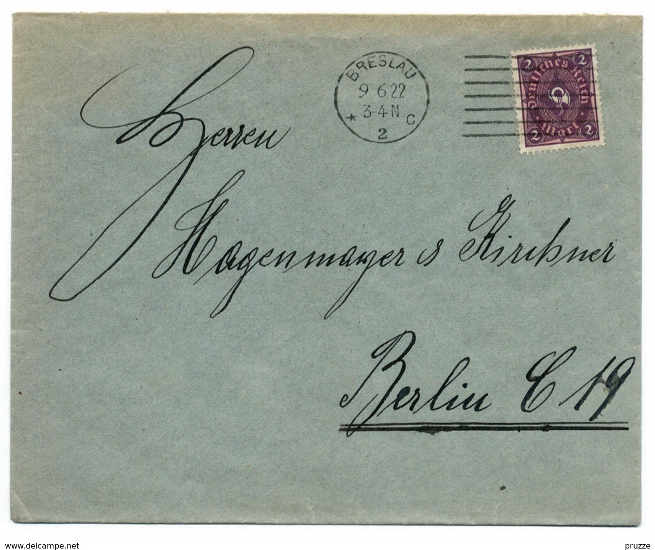 Brief Ohne Inhalt 1922, Von Breslau Nach Berlin - Briefe U. Dokumente
