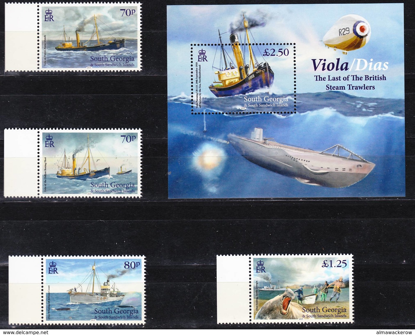 2019-0032 South Georgia 2015 Viola Dias Steam Trawler Complete Set Including MS MNH ** - Südgeorgien