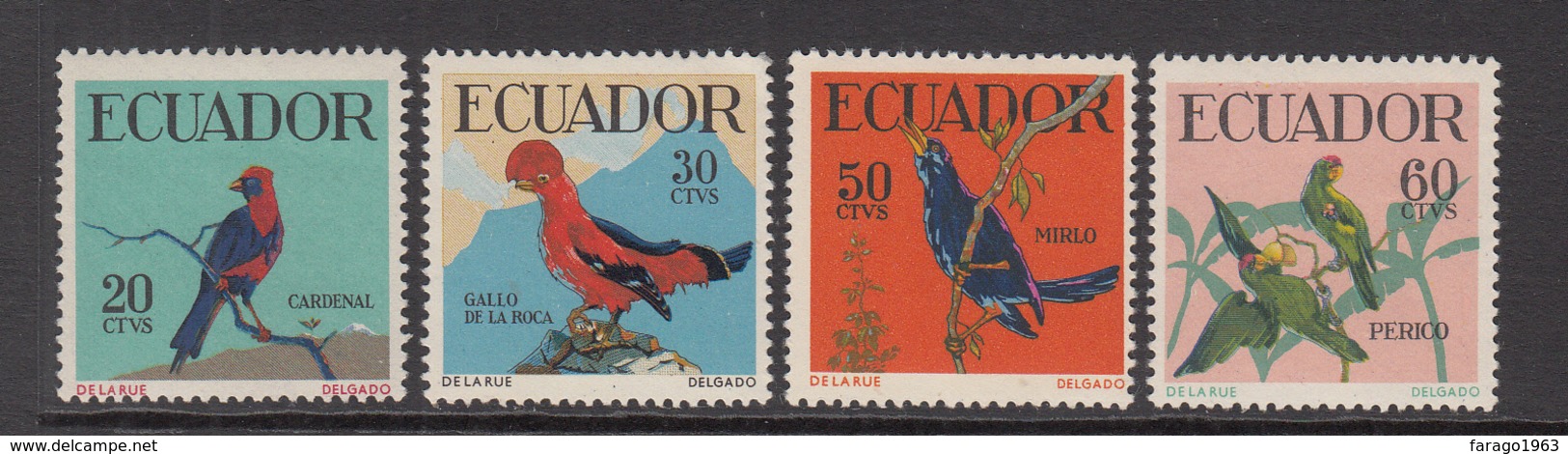1958 Ecuador Birds Oiseaux  Complete Set Of 4 MNH - Ecuador