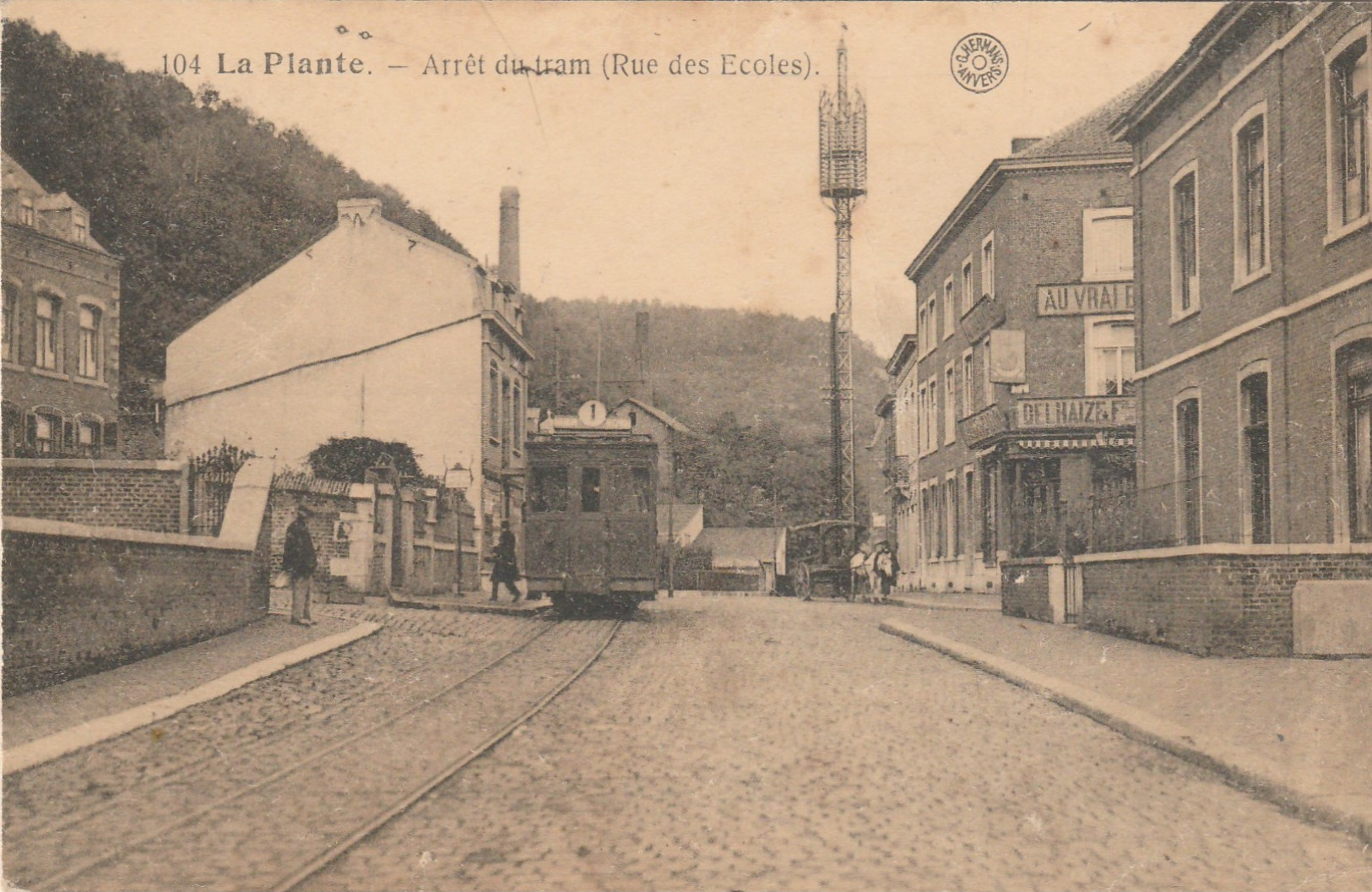 La Plante ,arret Du Tram ( Rue Des écoles ) , Tram électrique , Tramway ;  ( Hermans N° 104  ) - Namur