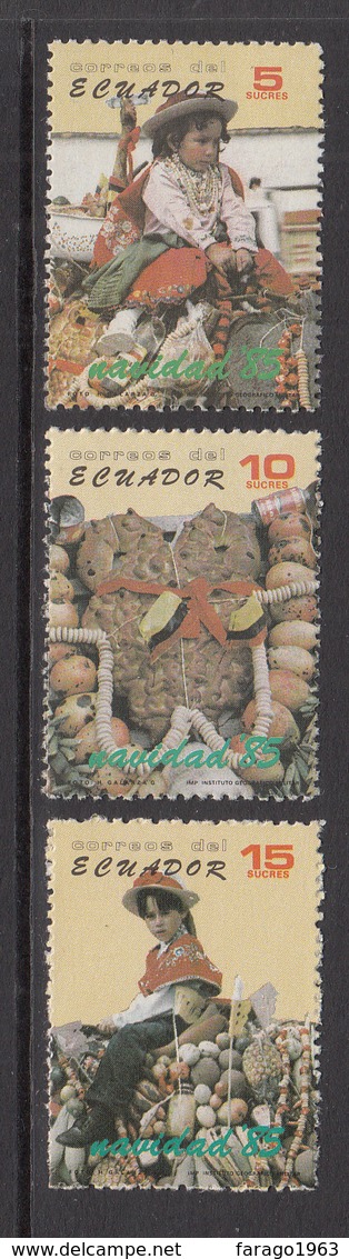 1985 Ecuador Christmas Noel Donkey Culture   Complete Set Of 2  MNH - Ecuador