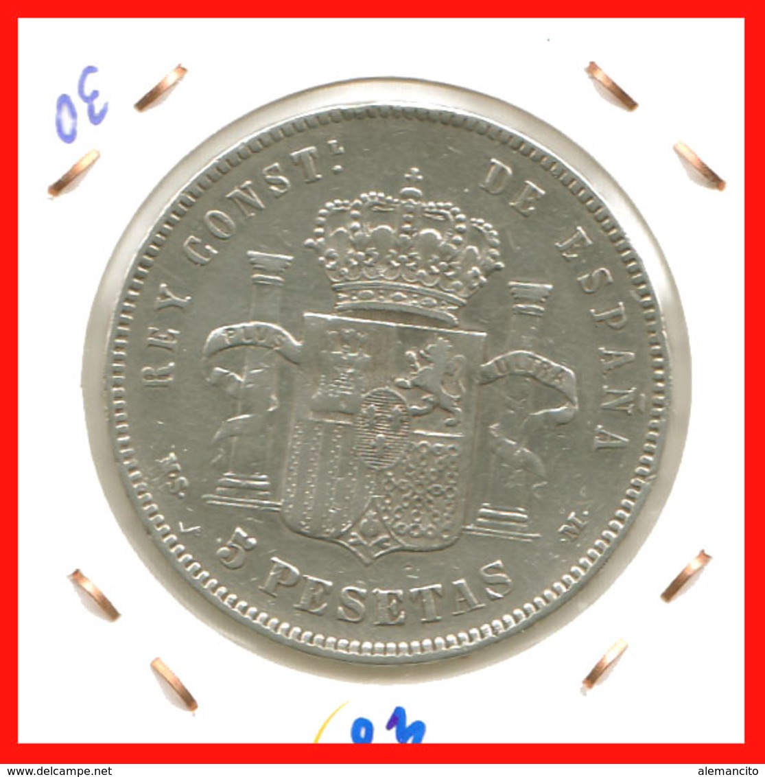 ESPAÑA MONEDA DE ALFONSO XII. 5 PESETAS PLATA 1887 --  M-MS  (*18-87) - Primeras Acuñaciones