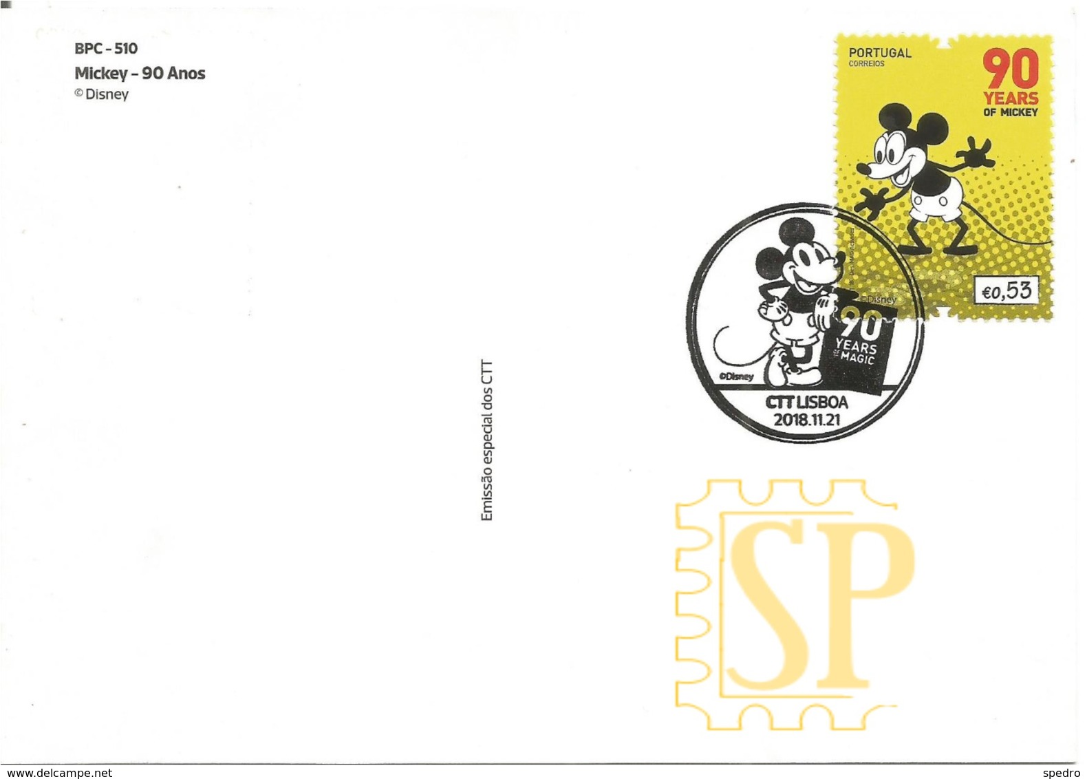 Postal Máximo Rato Mickey Mouse 2018 Lisboa Portugal Maximum Maxicard Maximo Famous People Walt Disney Comico Comics BD - Disney