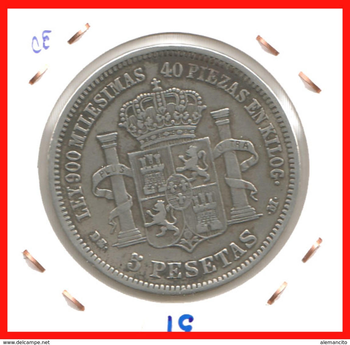 ESPAÑA MONEDA DE ALFONSO XII. 5 PESETAS PLATA 1876 --  M-DM - Primeras Acuñaciones