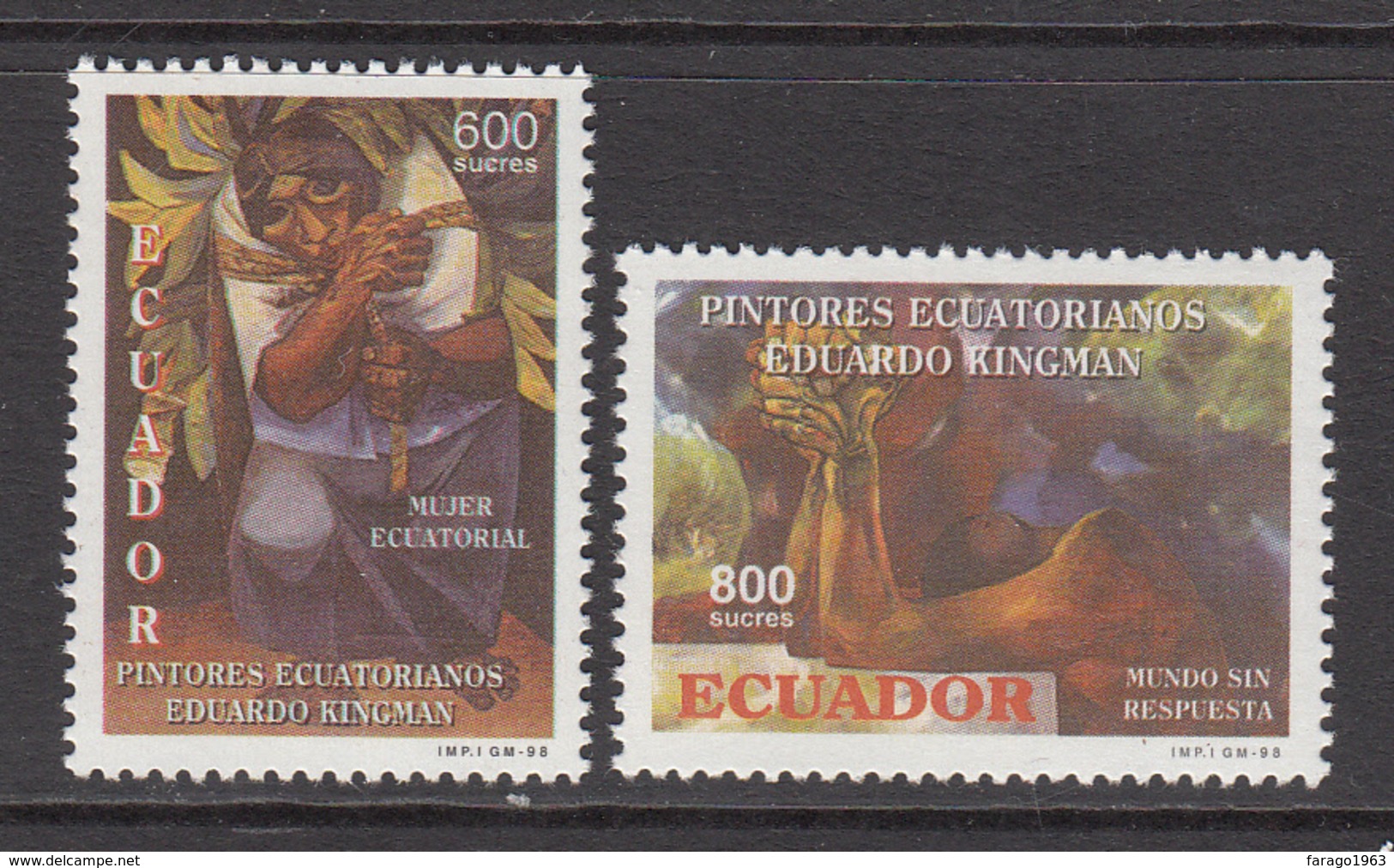 1998 Ecuador Art Paintings Complete Set Of 2  MNH - Equateur