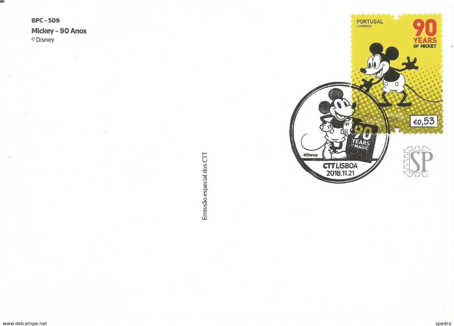 Postal Máximo Rato Mickey Mouse 2018 Lisboa Portugal Maximum Maxicard Maximo Famous People Walt Disney Comico Comics BD - Disney