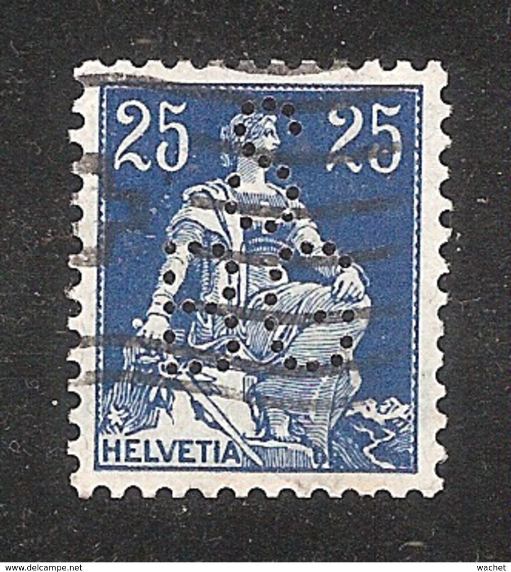 Perfin/perforé/lochung Switzerland No 99  1908-1933 - Hélvetie Assise Avec épée S BG Schweizerische Bankgesellschaft - Perforés