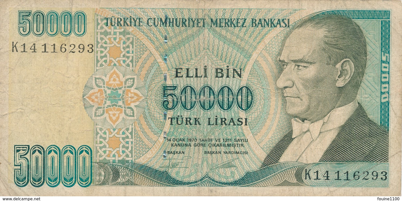 Billet De Banque  Turquie  Turkiye  50000 Turk Lirasi - Turchia