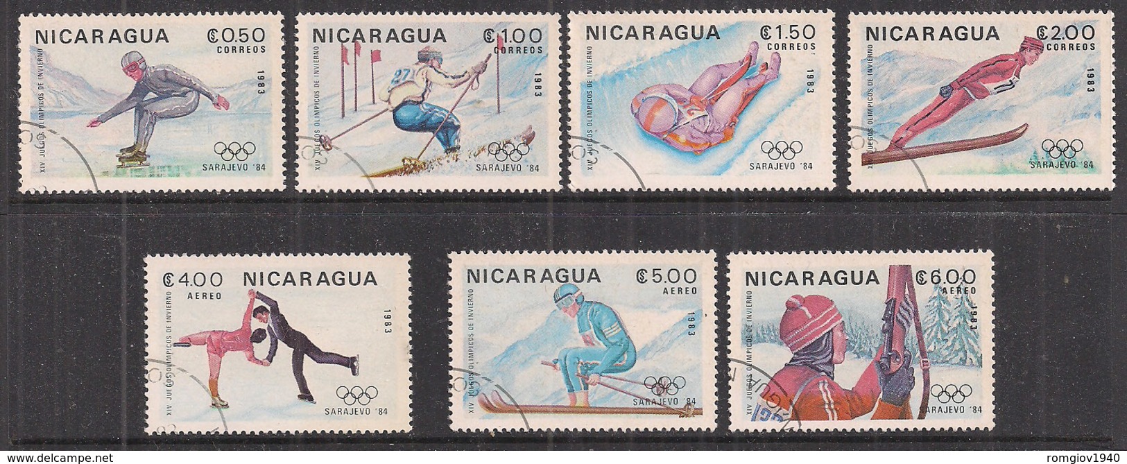 NICARAGUA   1982   GIOCHI OLIMPICI D'INVERNO   YVERT  1282-1285+P.A. 1030-1032   USATA   XF - Nicaragua