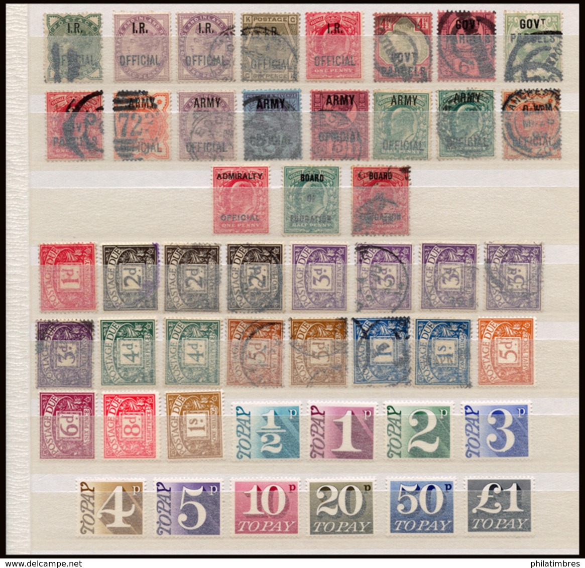 GRANDE-BRETAGNE - Timbres De Services Et De Taxes - Période 1882 à 1970 Tout état - Voir Photo - Collections (sans Albums)