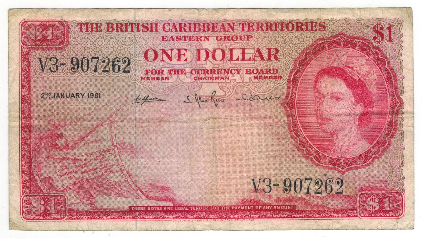 British Caribbean Territories, 1 Dollar 1961, USED, See Scan . Free Ship. To USA. - Andere - Amerika